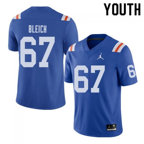 Youth Florida Gators #67 Christopher Bleich NCAA Jordan Brand Royal Throwback Alternate Authentic Stitched College Football Jersey WRB1362VK